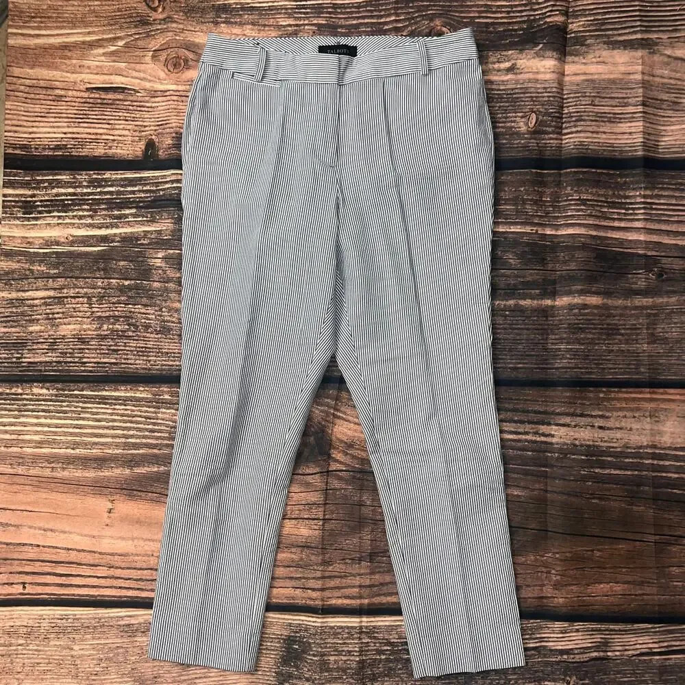 Talbots Curvy Women's‎ Size 10 Blue Seercuker Striped Ankle Pants